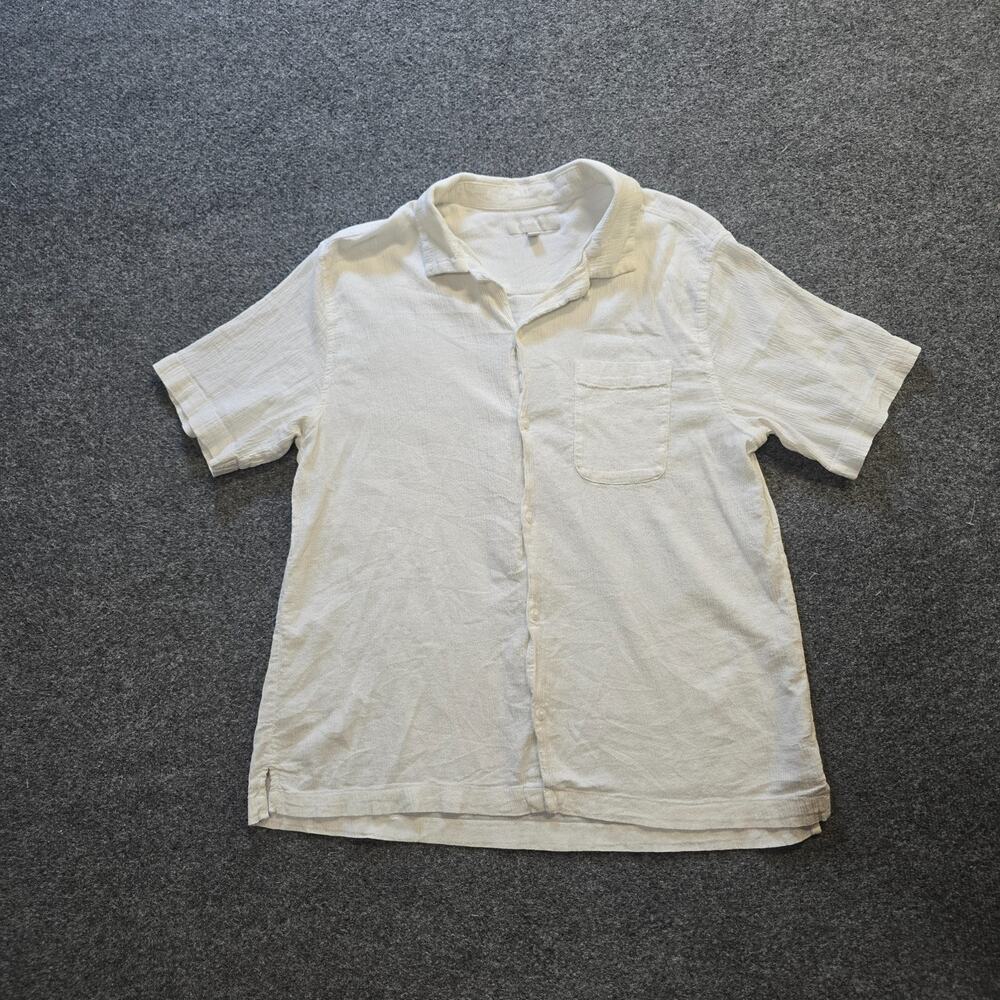 Standard Cloth Top Womens Size Medium White Gauze Button Up Short Sleeve Capsule